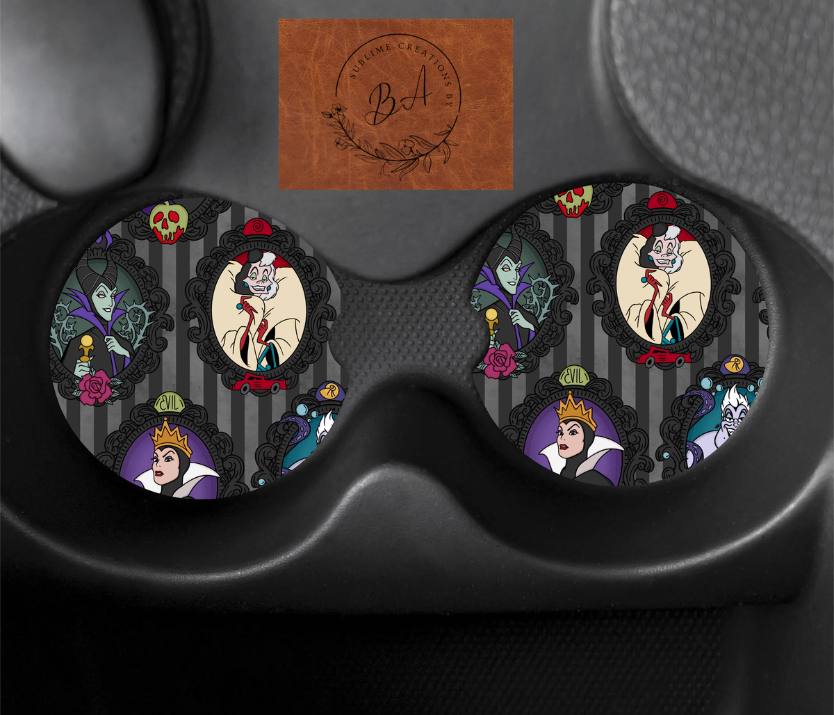 Villain Print Car Coaster Set
