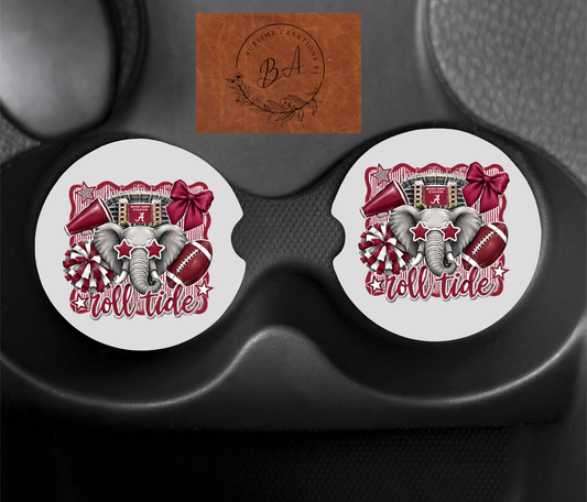 Rolltides Alabama Print Car Coaster Set
