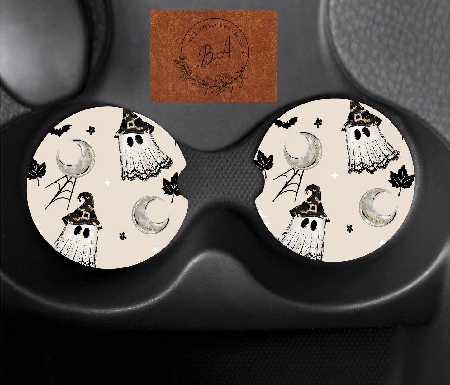 Ghost Witch Car Coaster Set