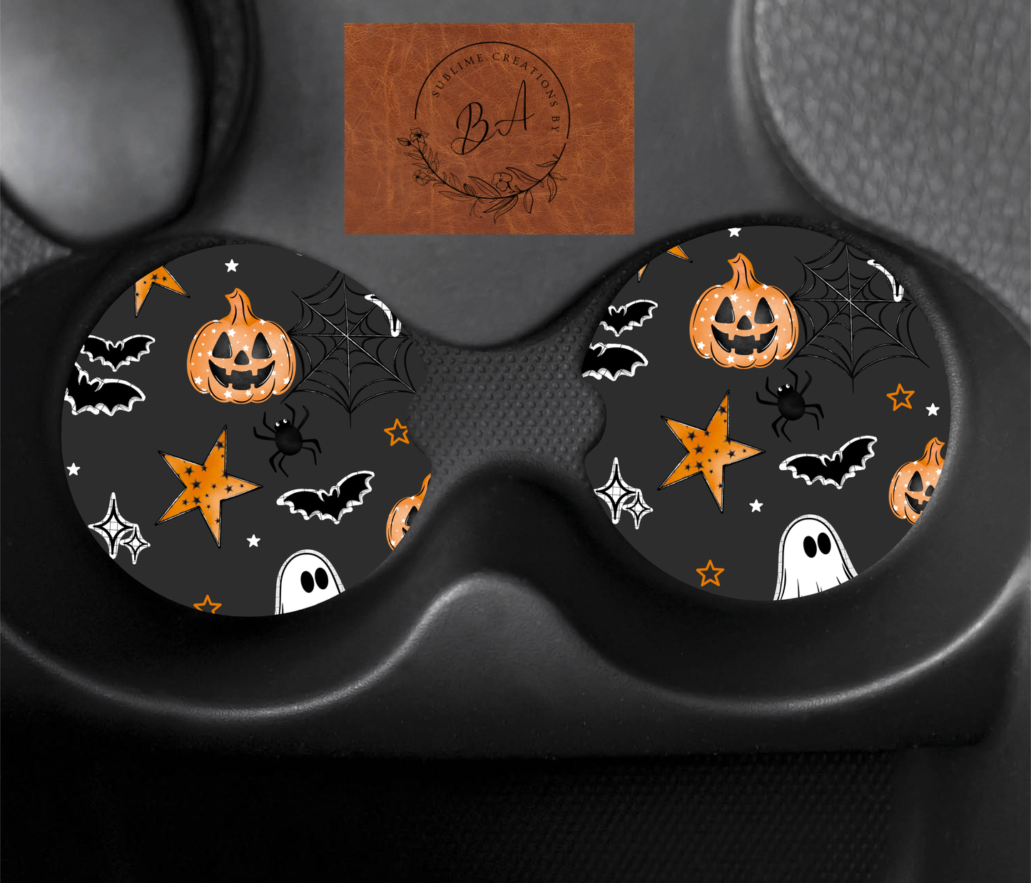 Ghostie Pumpkin Car Coaster Set
