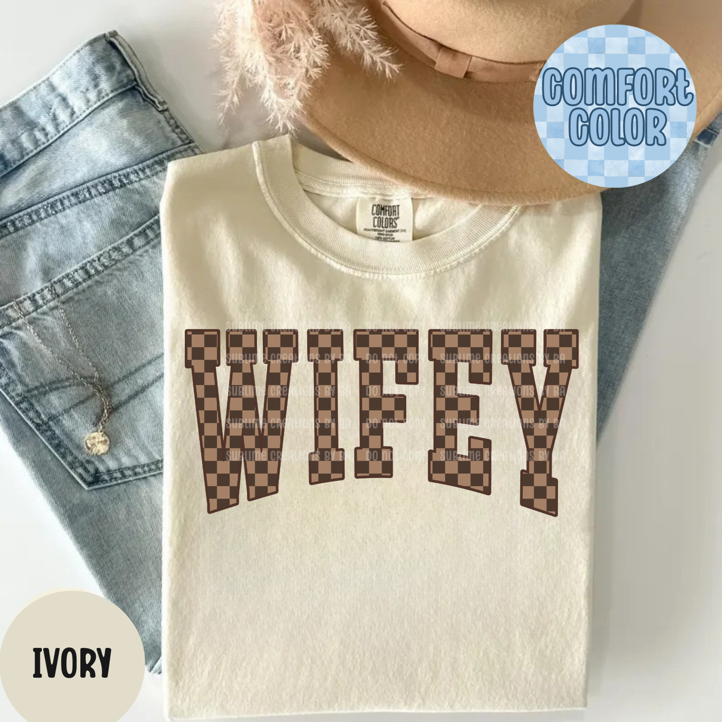 Wifey Brown Checker Apparel