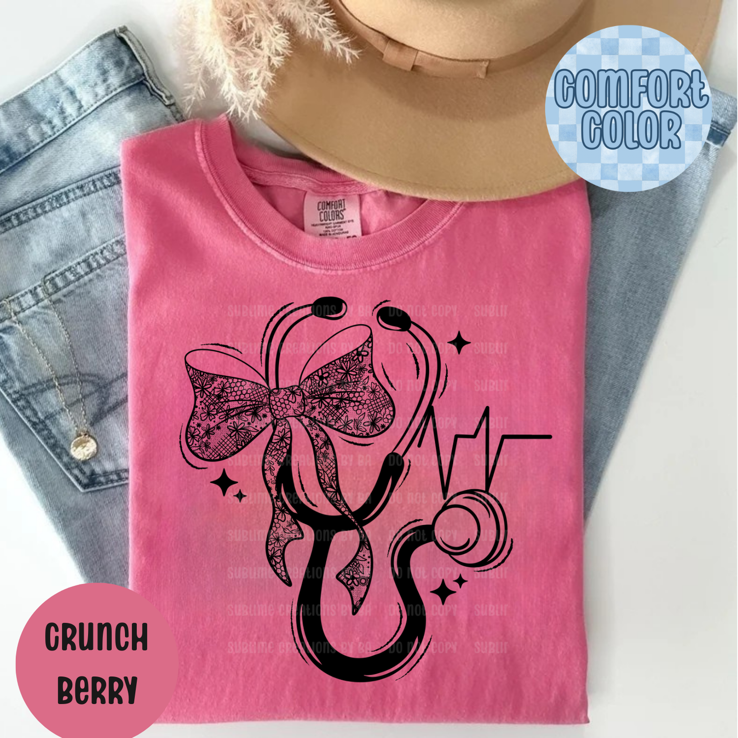 Nurse and Bow Stethoscope Single Apparel