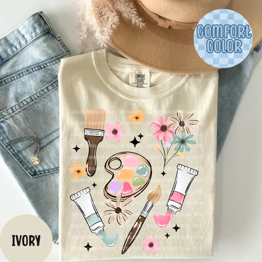 Paint and Floral Collage Apparel