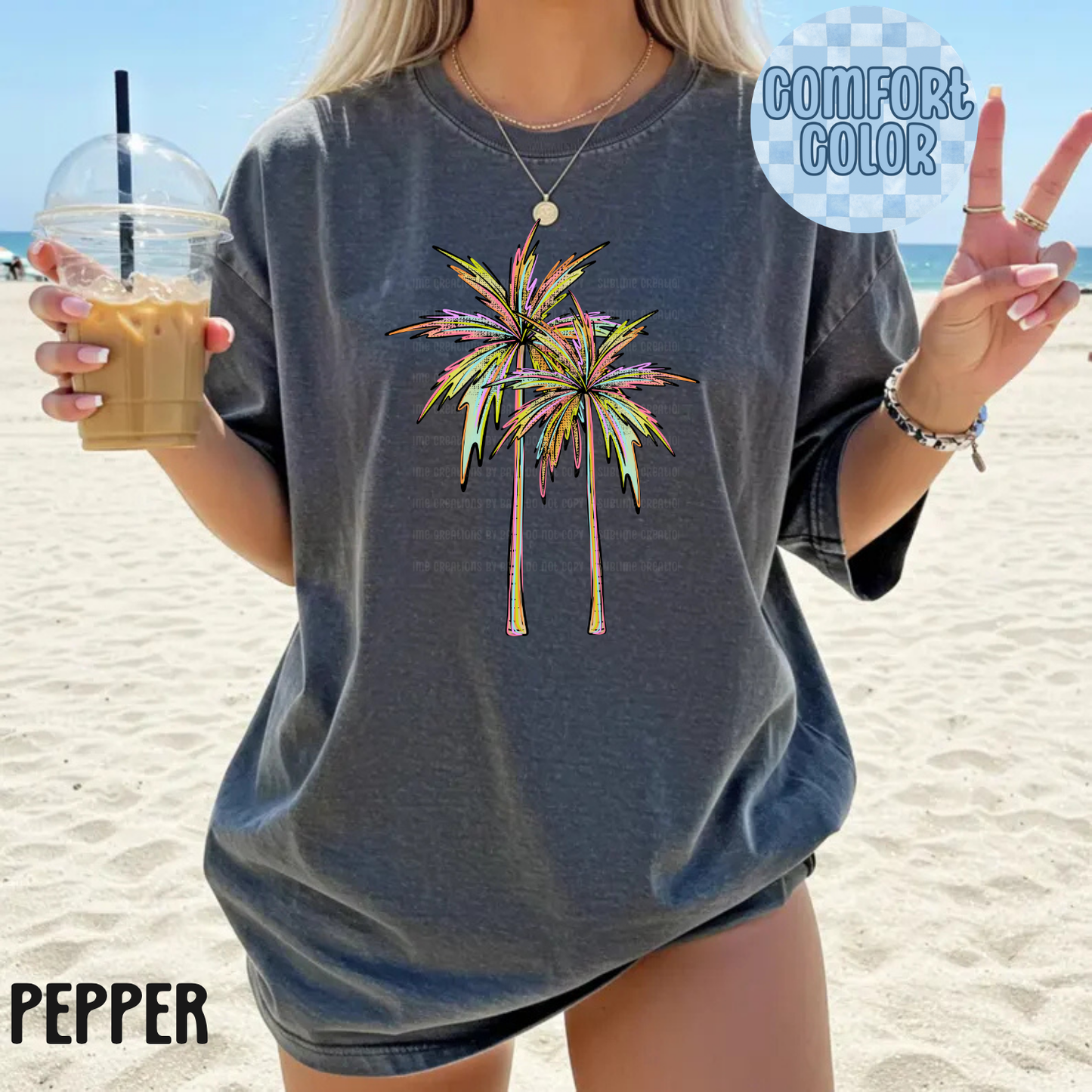 Rainbow Vibes Palm Trees Apparel