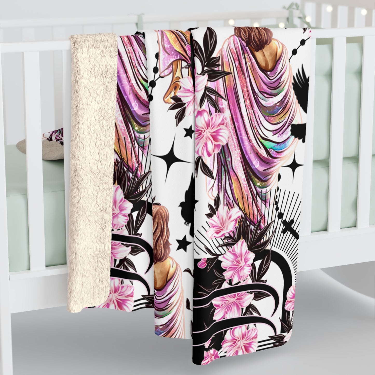 Risen Faith Sherpa, Velveteen Plush Blanket