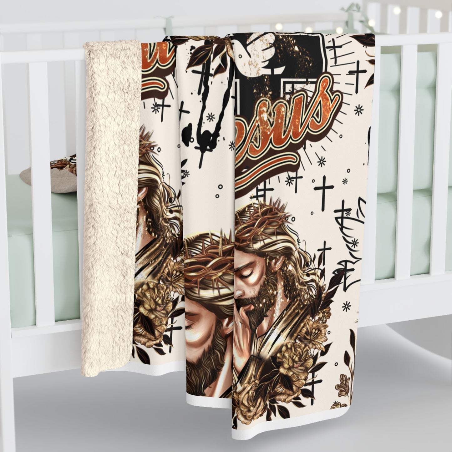 Praying Faith Sherpa, Velveteen Plush Blanket