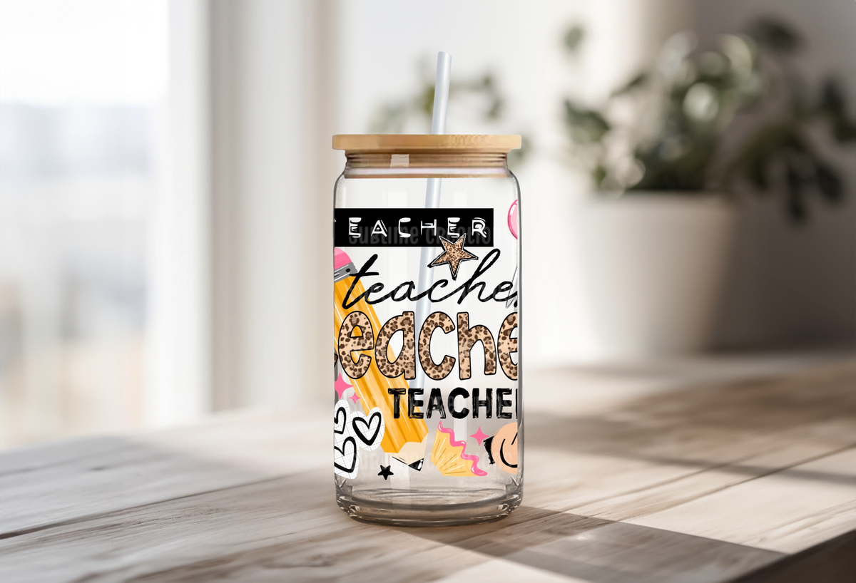 16oz Leopard Teacher Libbey Cup