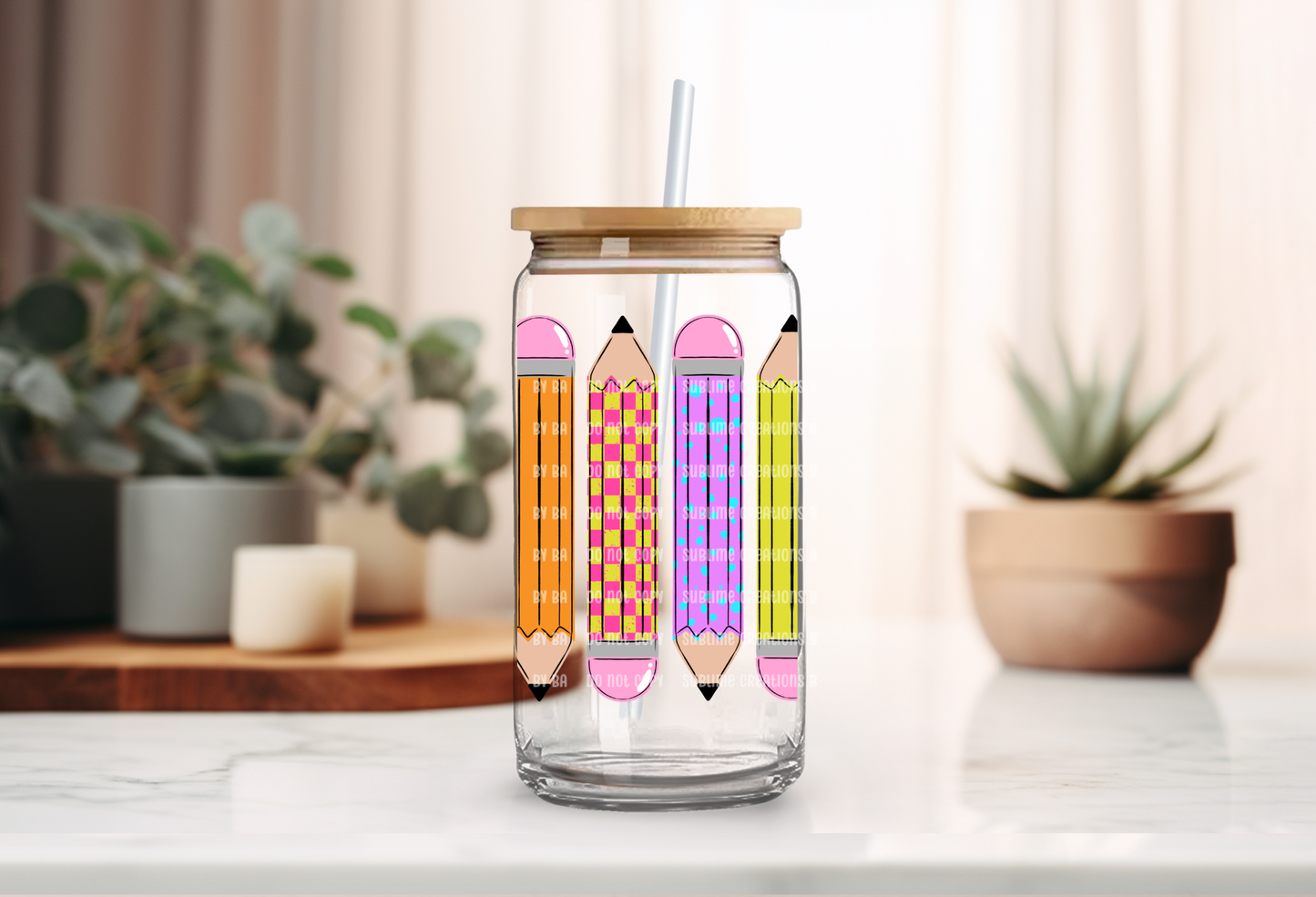 16oz Colorful Pencils Libbey Cup