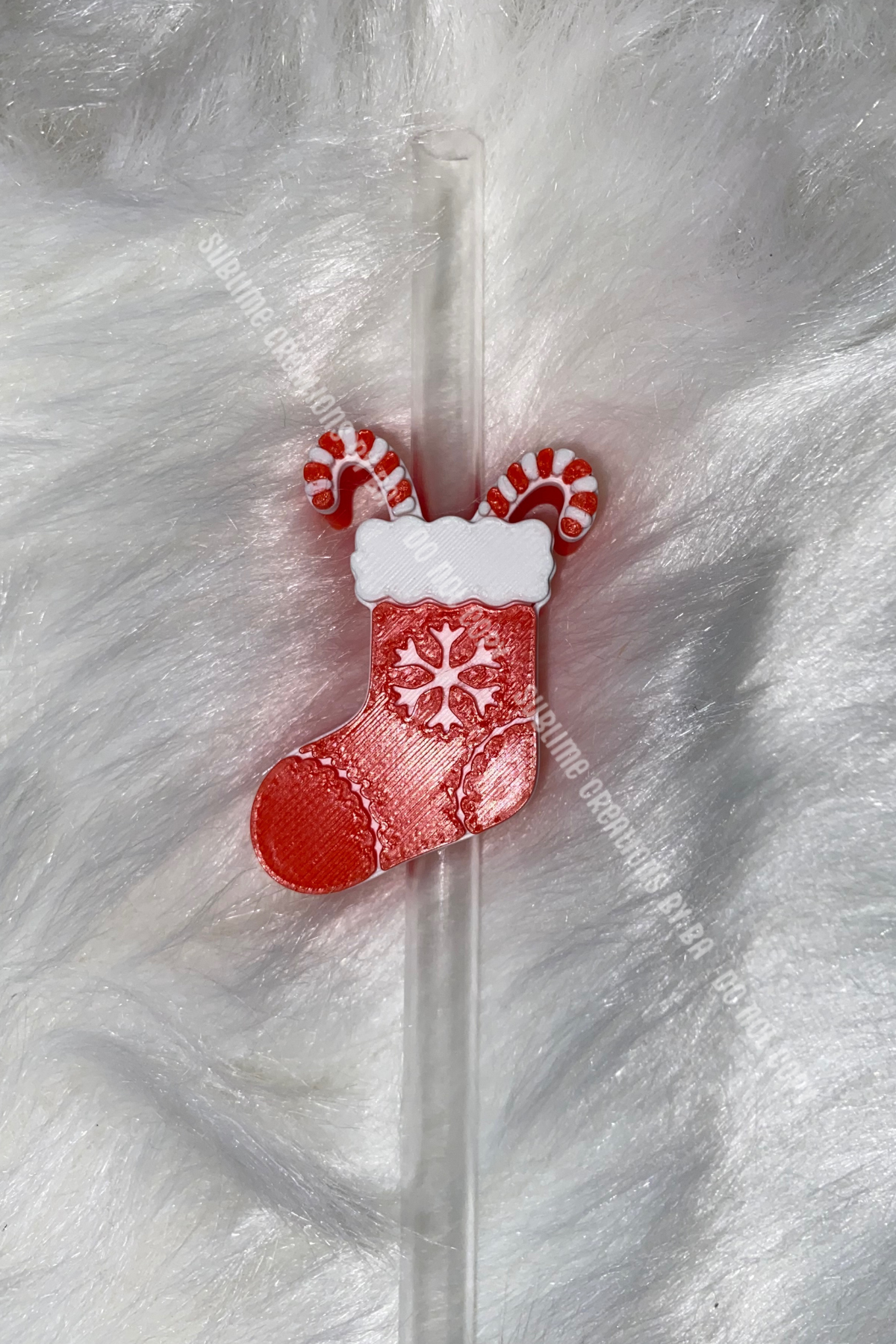 Red Stocking 3D Straw Topper