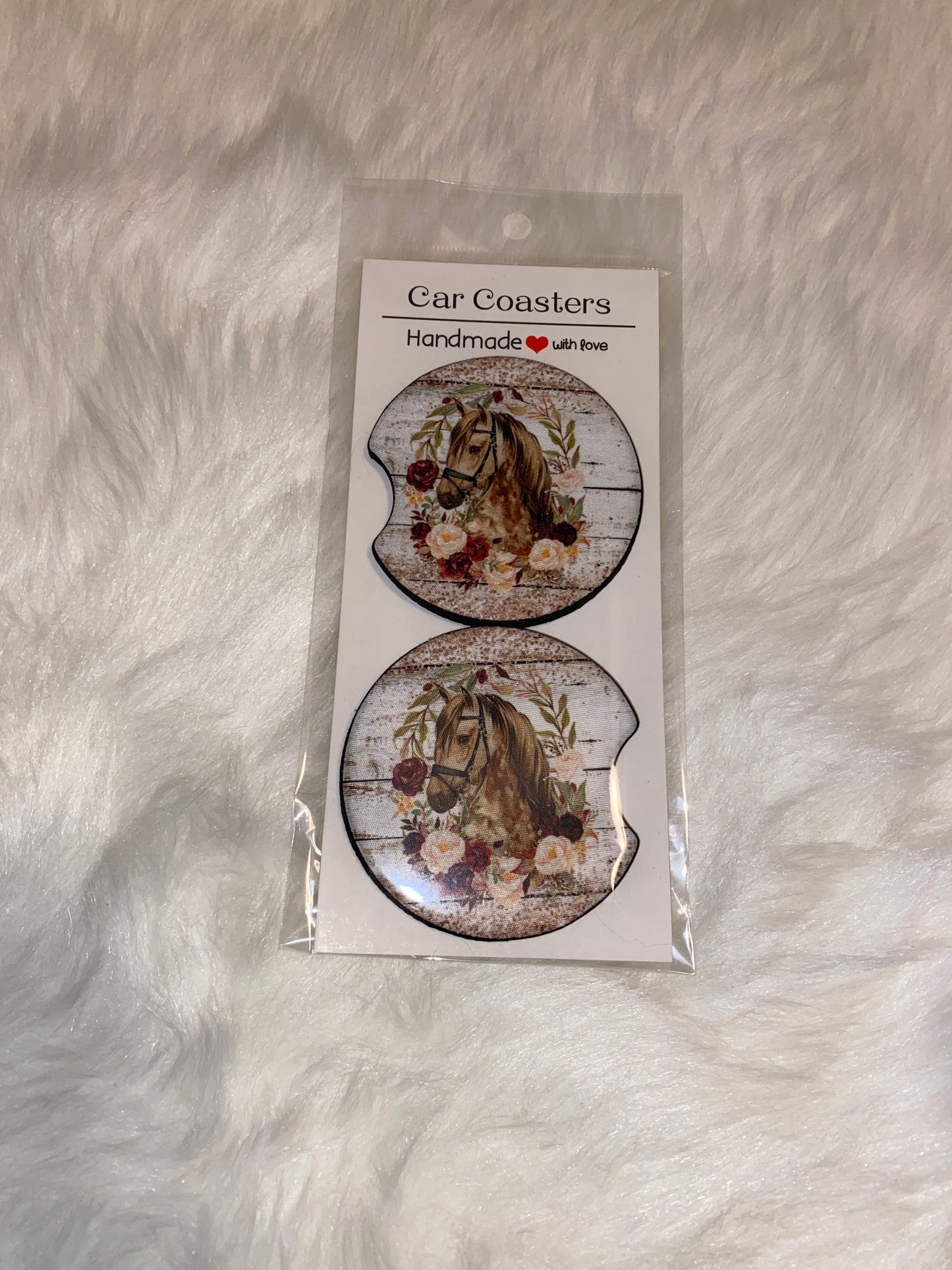 Horse Print Car Coaster Set
