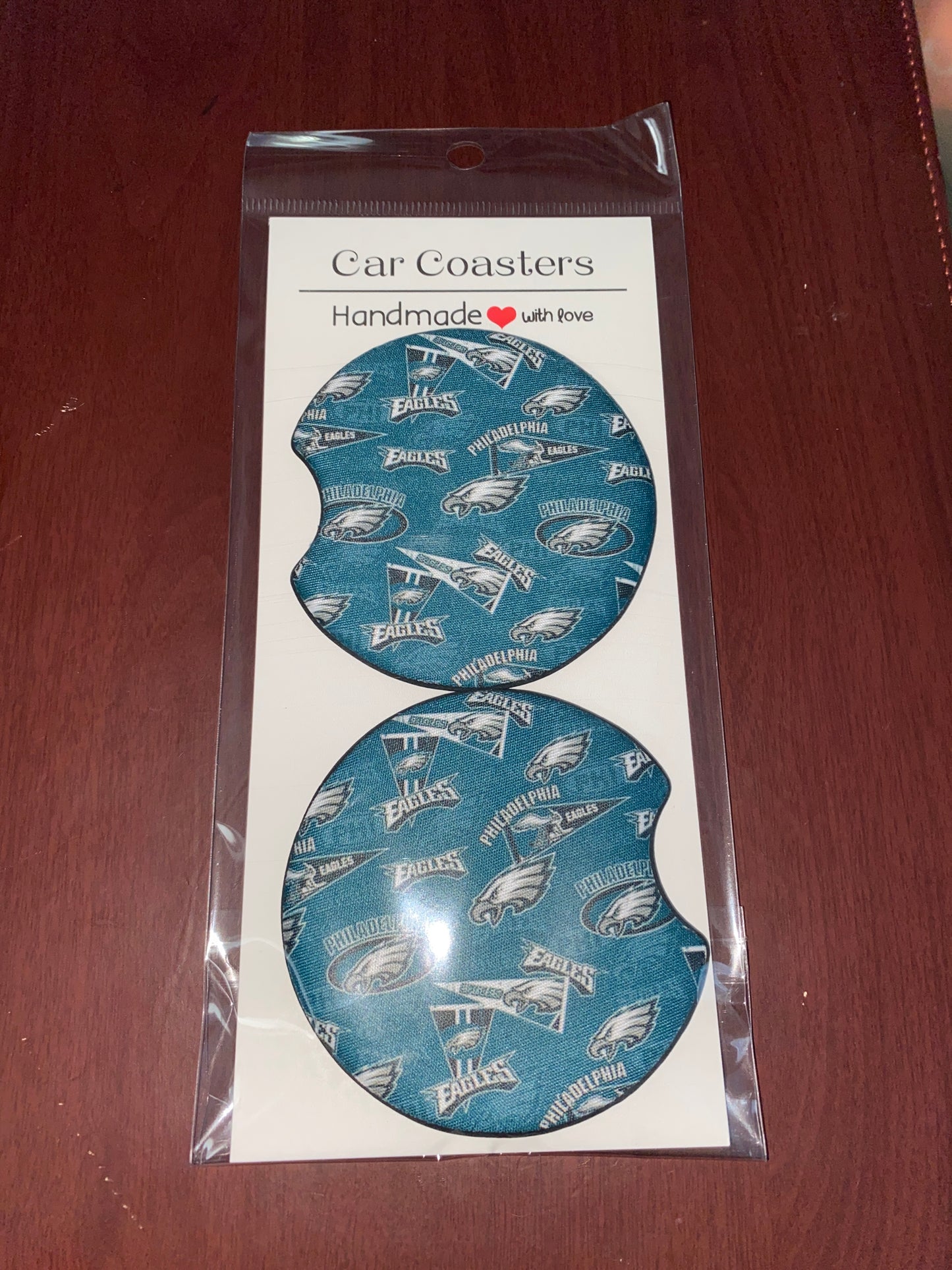 Eagles Flag Print Car Coaster Set