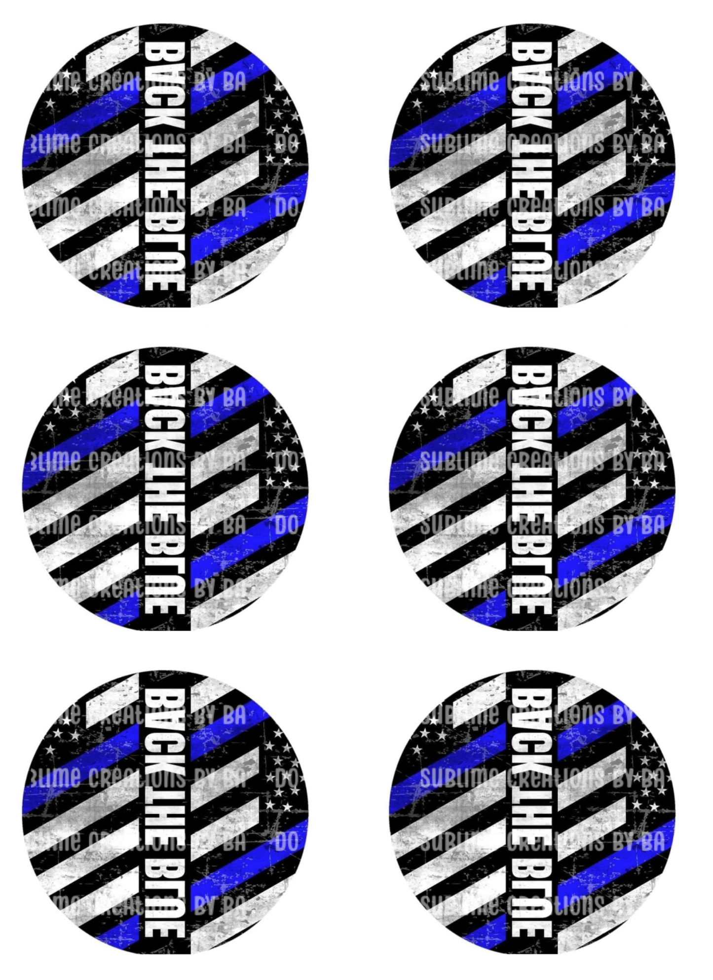 Back the Blue Sublimation Transfer Sheet