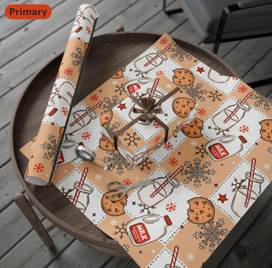 Festive Wrapping Paper- Milk and Cookies