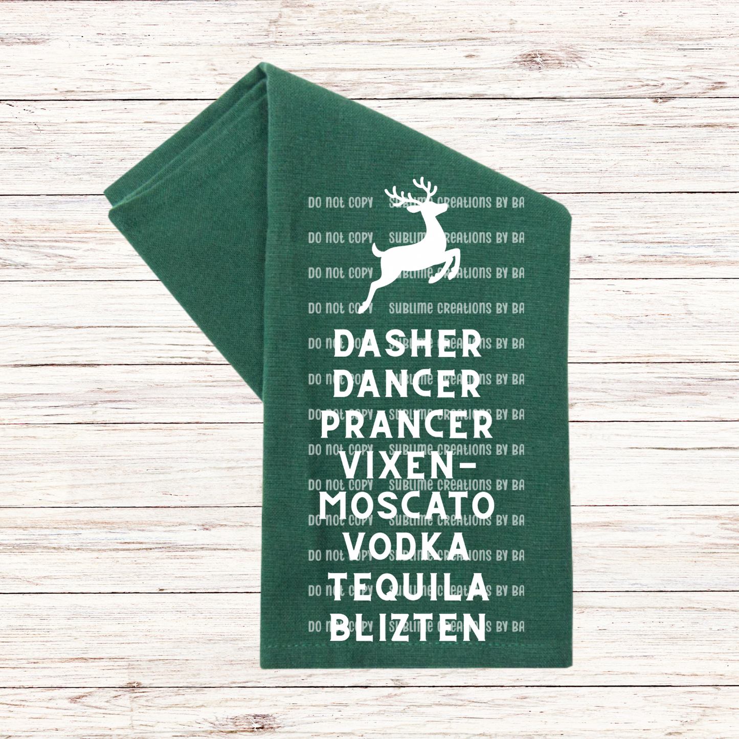 Flour Sack Towel PNG-Dasher, Dancer, Prancer, Vixen, Moscato, Vodka, Tequila, Blitzen- Kitchen PNG Digital File Only