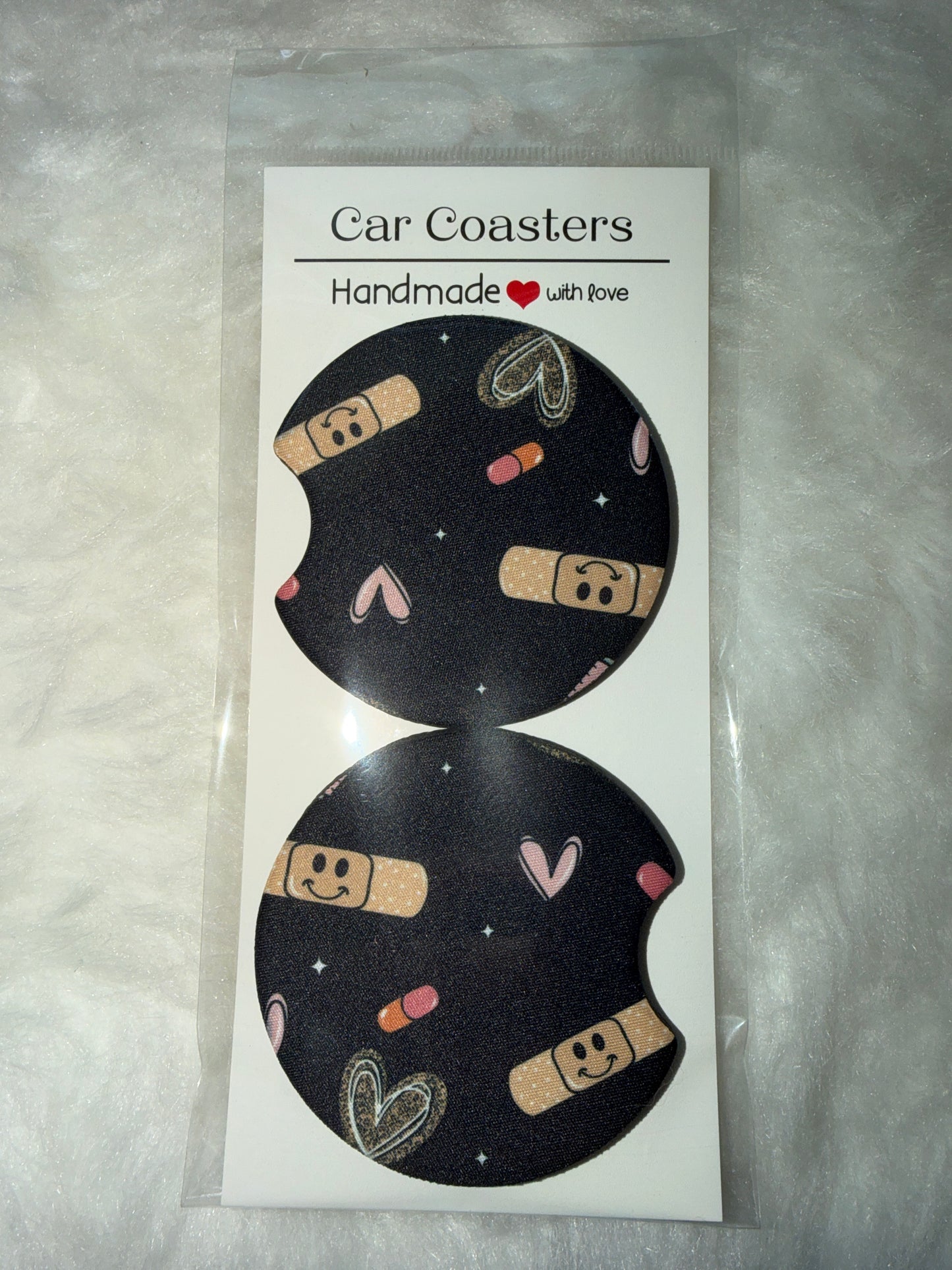 Nurse Seamless Colors Print Car Coaster Set