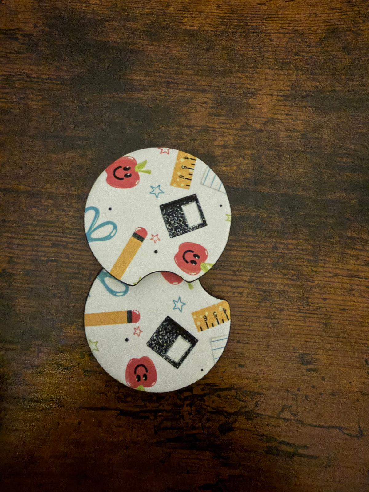 School Supplies Seamless Print Car Coaster Set