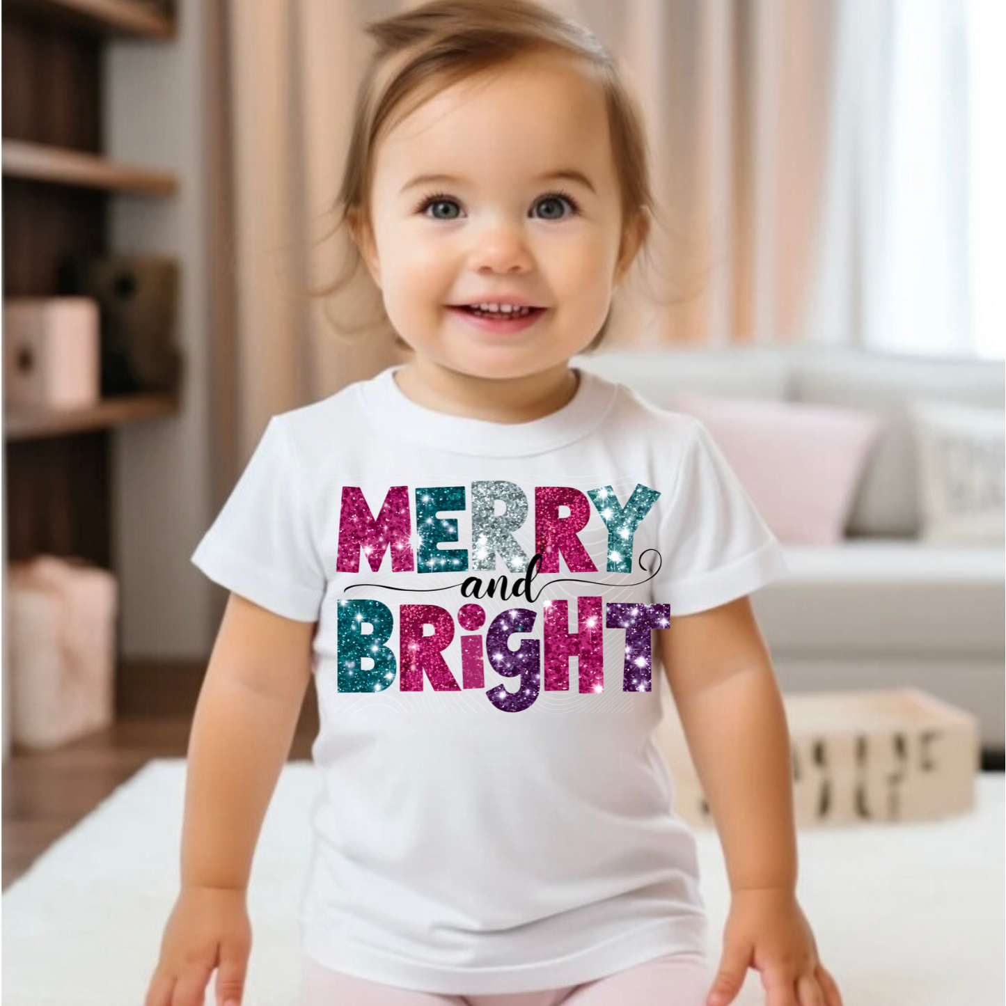 Merry & Bright Sequin DTF Print Only