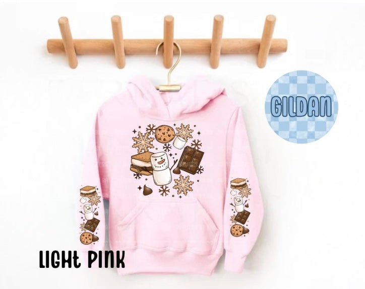 Snowman S'mores Collage Youth Sweatshirt with Sleeve Print