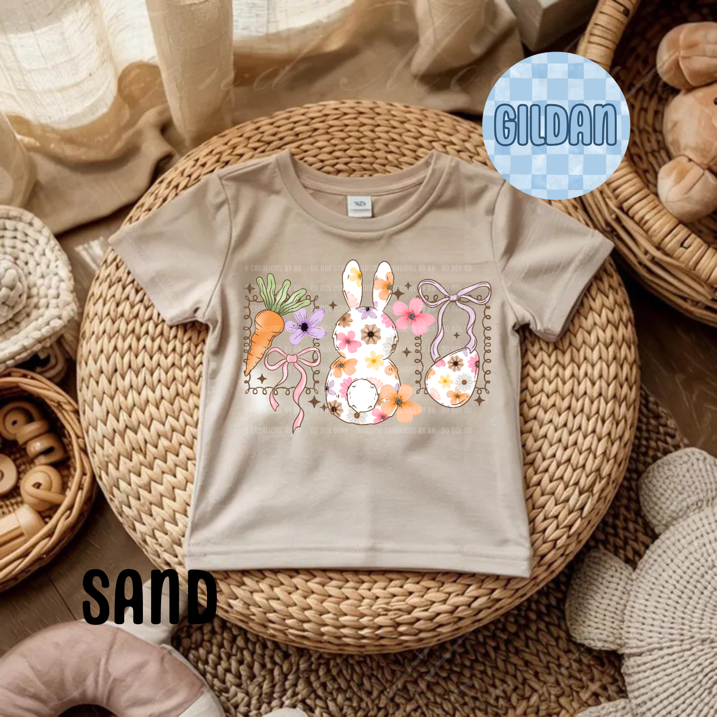 Bunny Floral Frames Kids Youth Tee