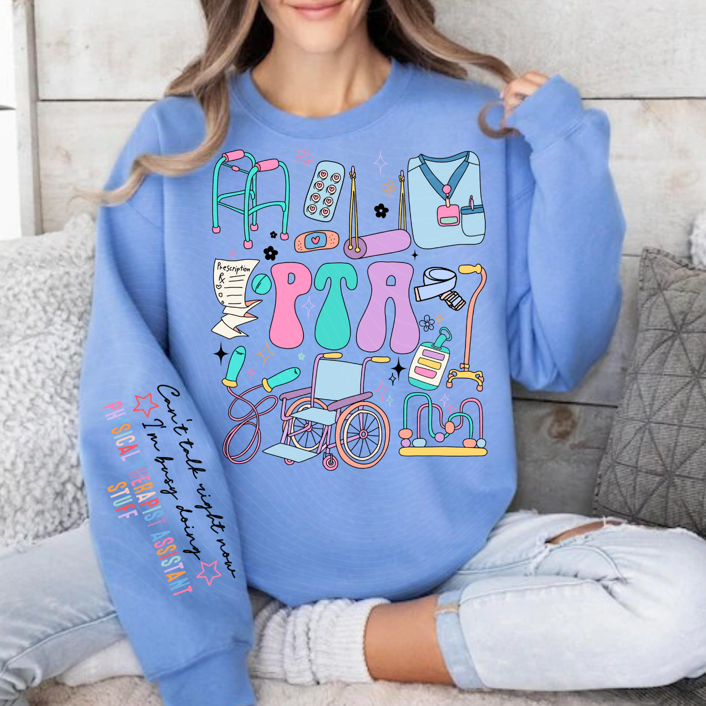 Physical Therapist Assistant (PTA) Doodle Occupation Sweatshirt