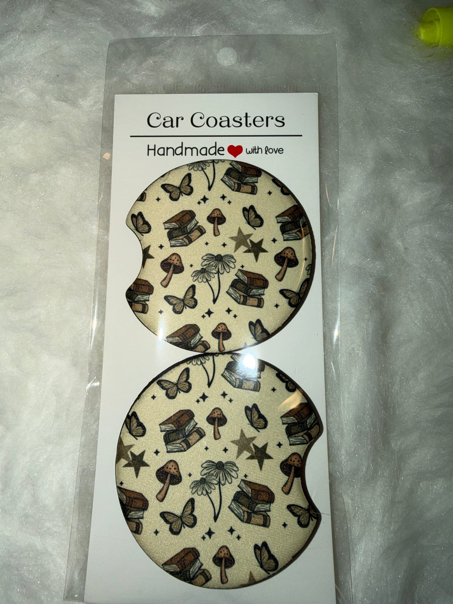 Books Butterfly Seamless Car Coaster Set