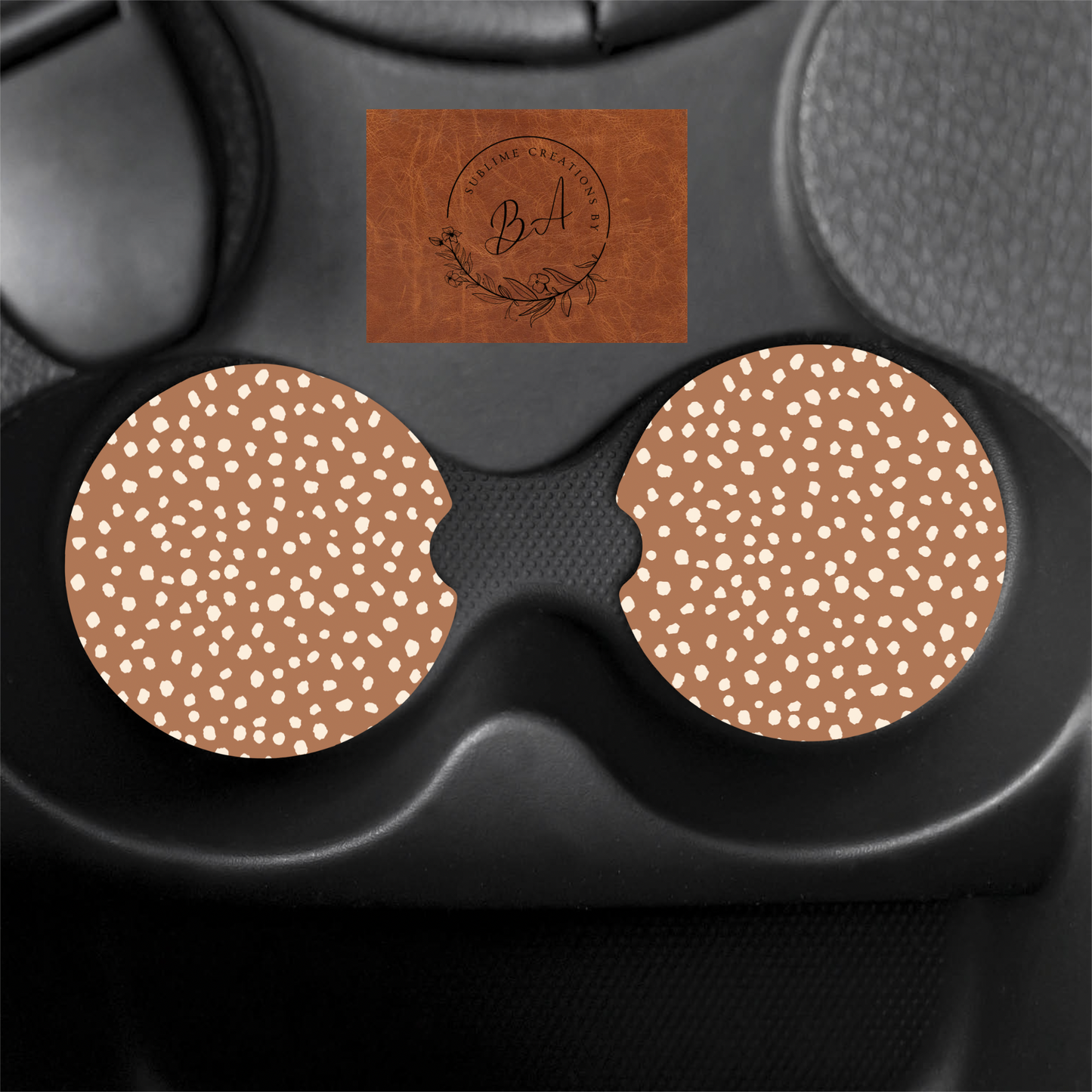 Brown Dogs Seamless Print Car Coaster Set