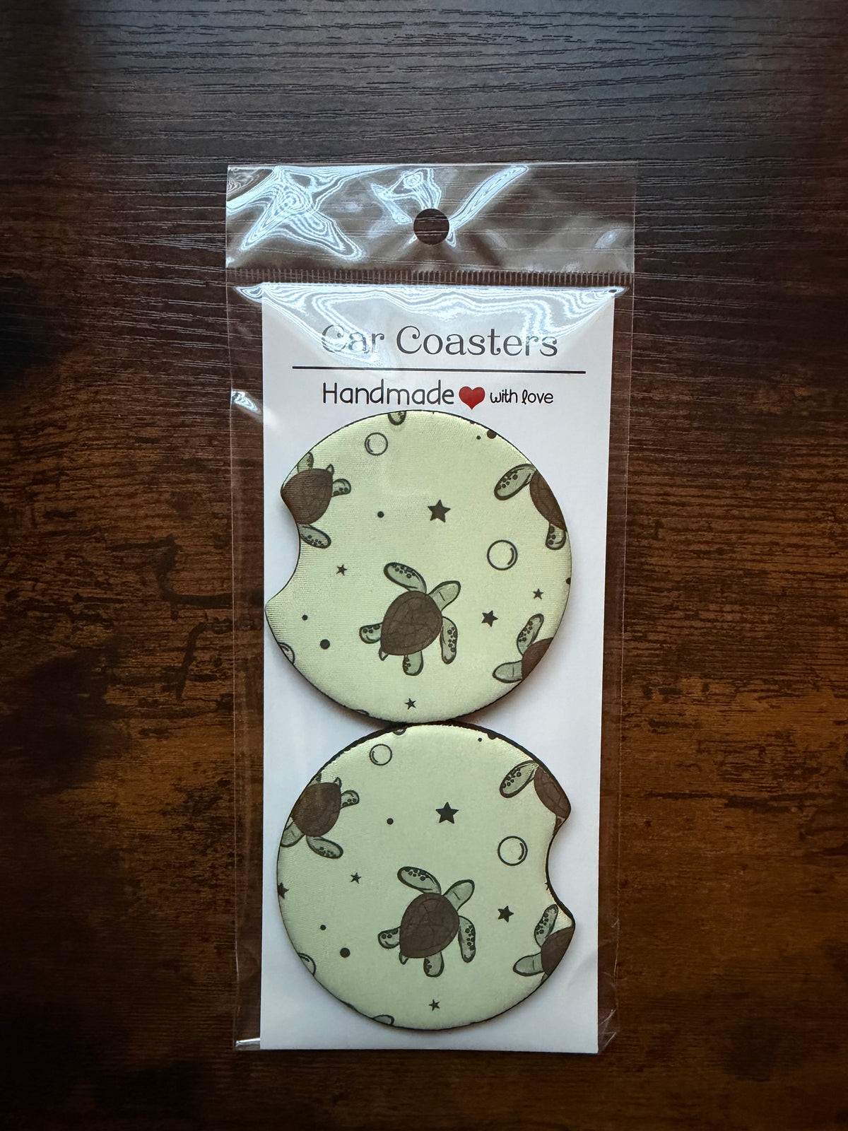 Sea Turtle Seamless Print Car Coaster Set
