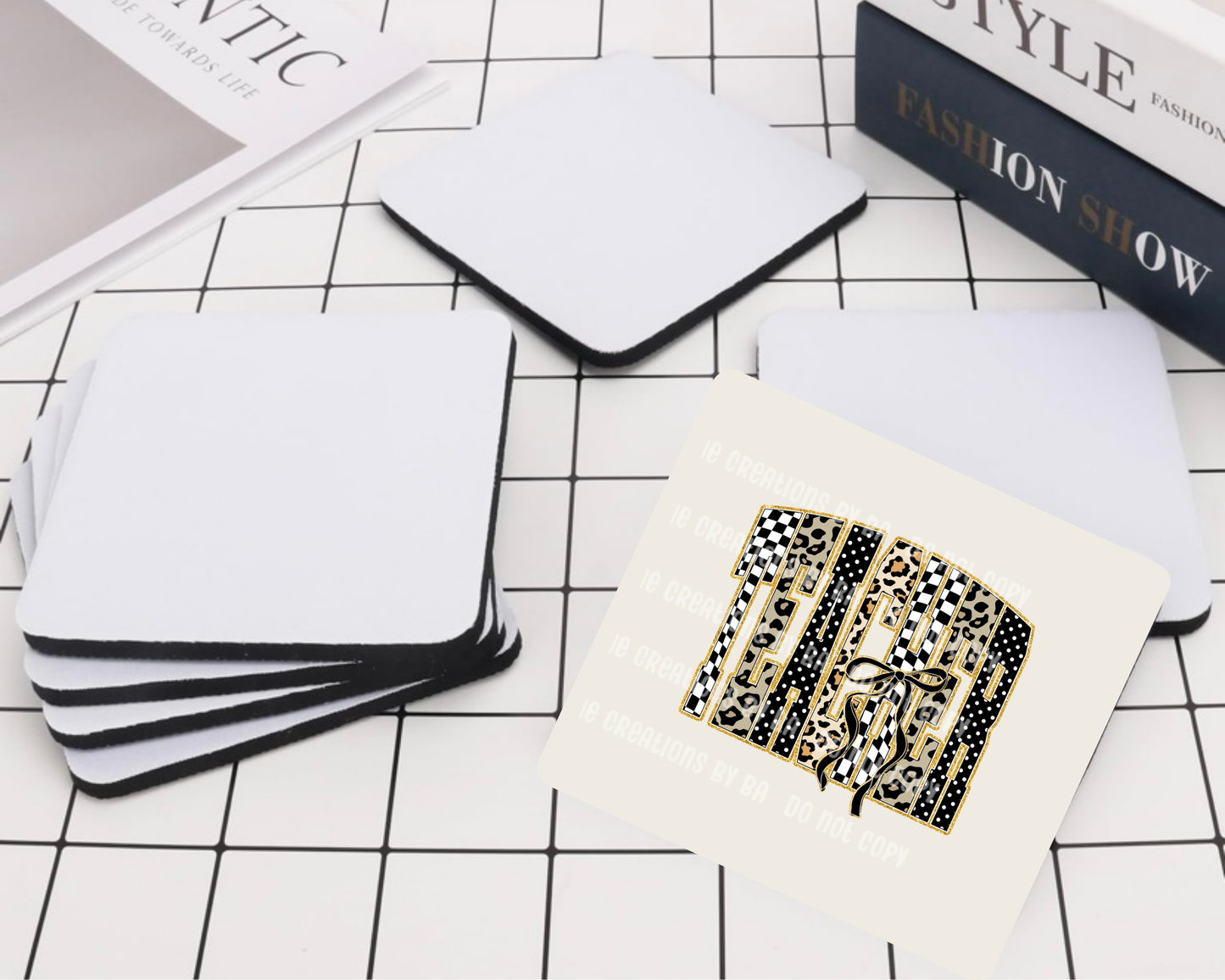 Coquette Teacher Bow Desk Coaster