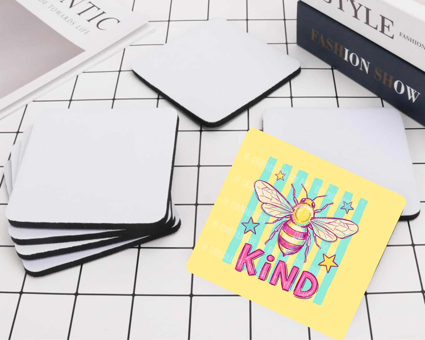 Bee Kind Preppy Striped Desk Coaster