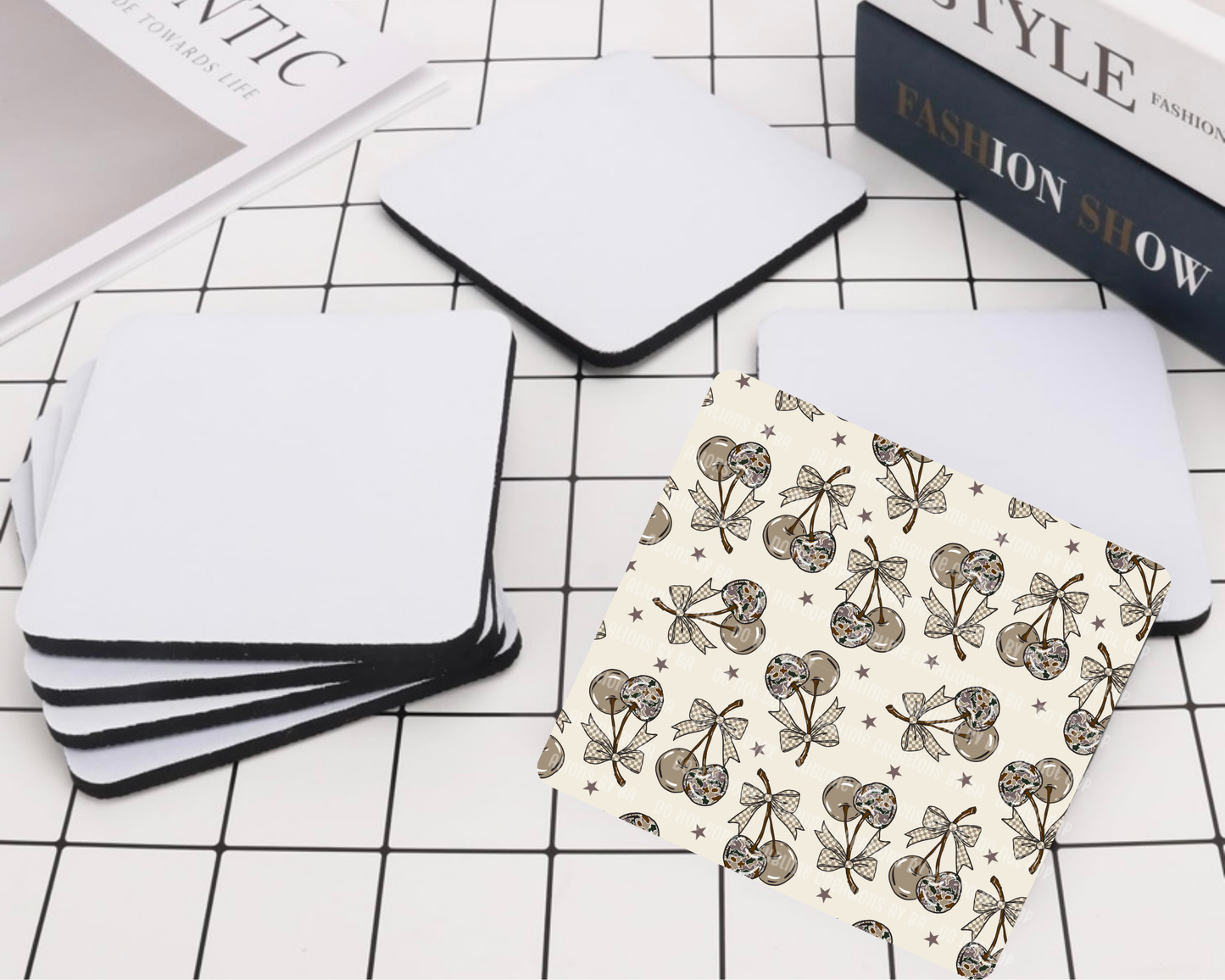 Cherry Camo Bow Desk Coaster