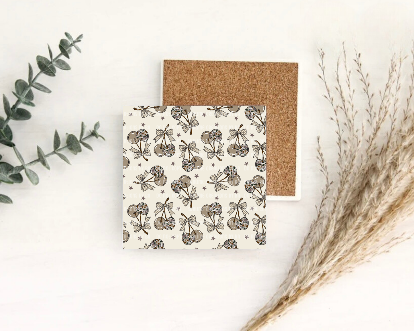 Cherry Camo Bow Desk Coaster