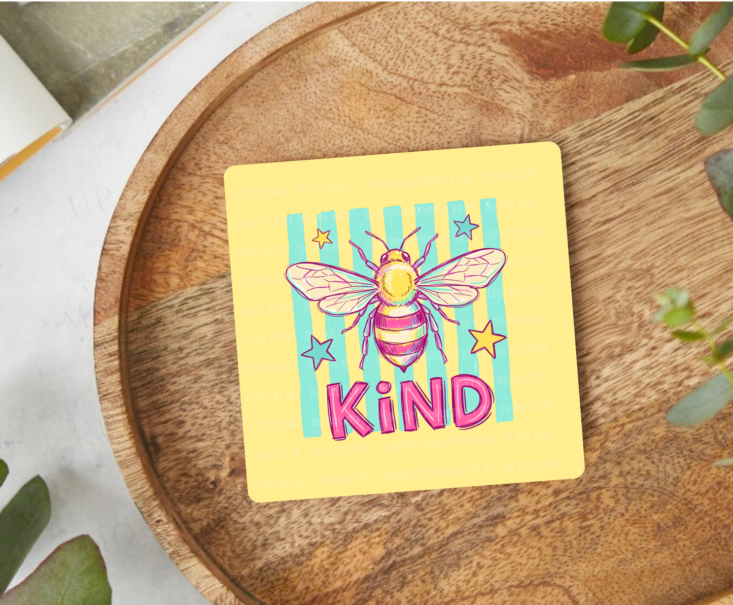 Bee Kind Preppy Striped Desk Coaster