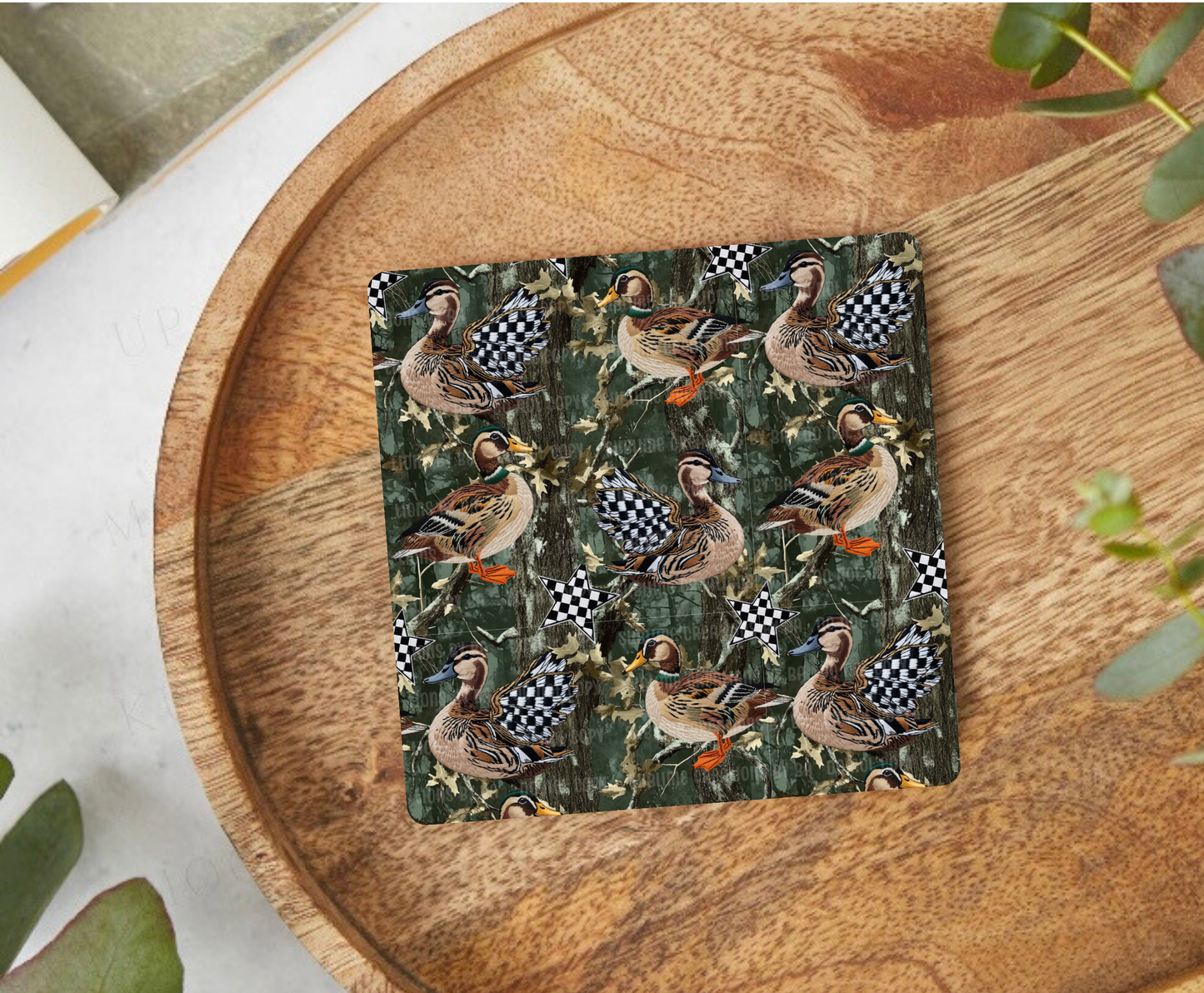 Checkered Camo Mallards Desk Coaster
