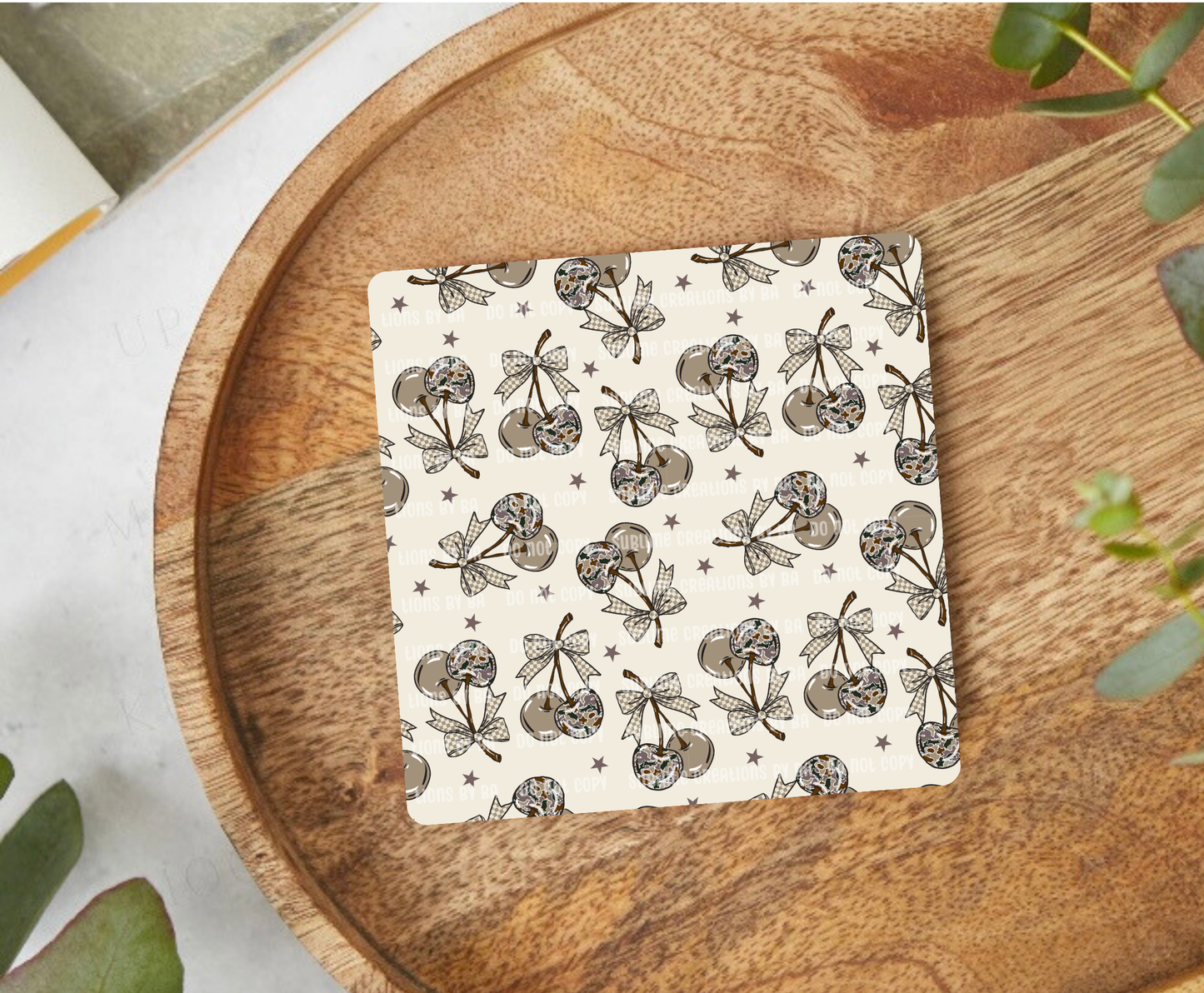 Cherry Camo Bow Desk Coaster