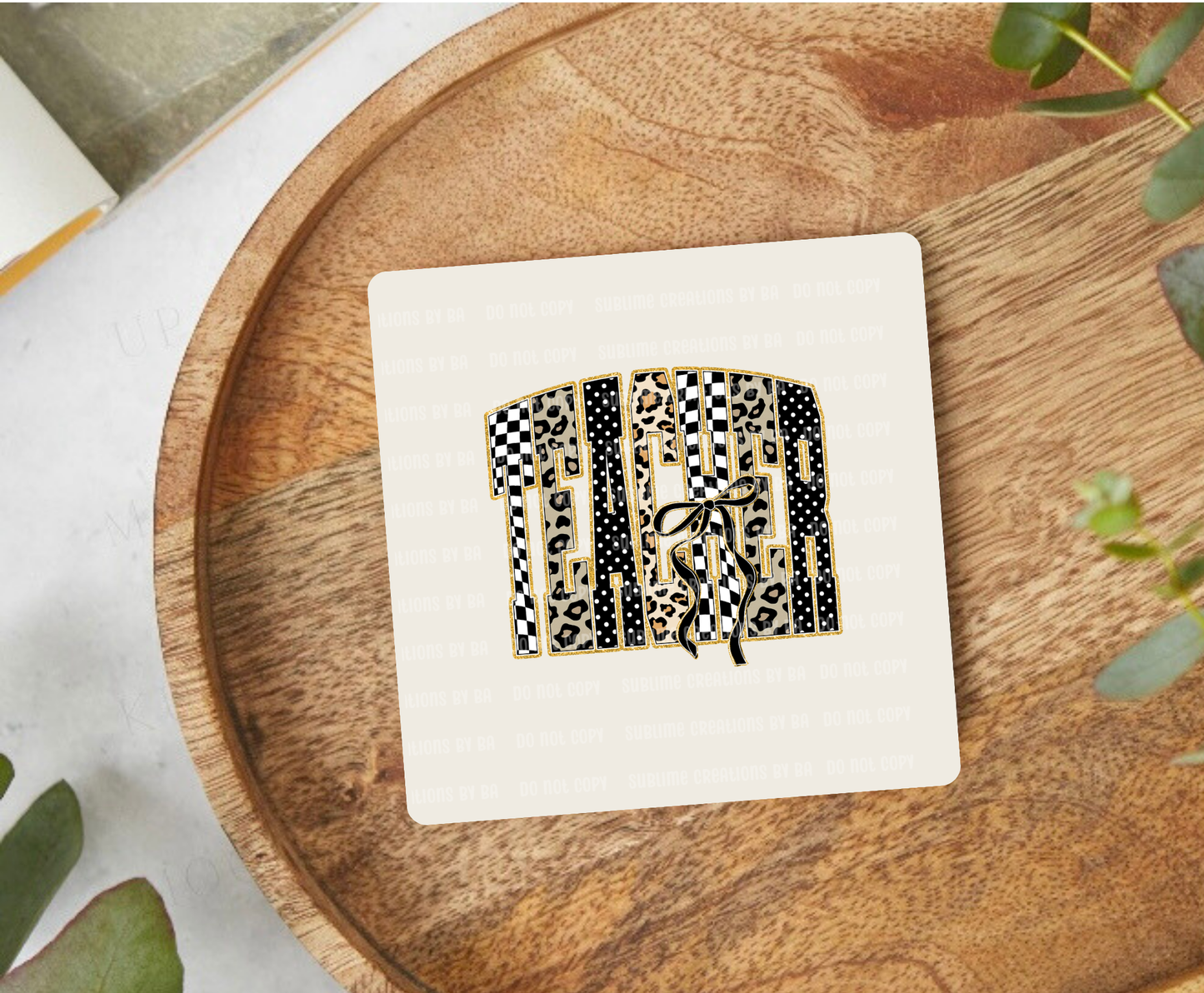 Coquette Teacher Bow Desk Coaster