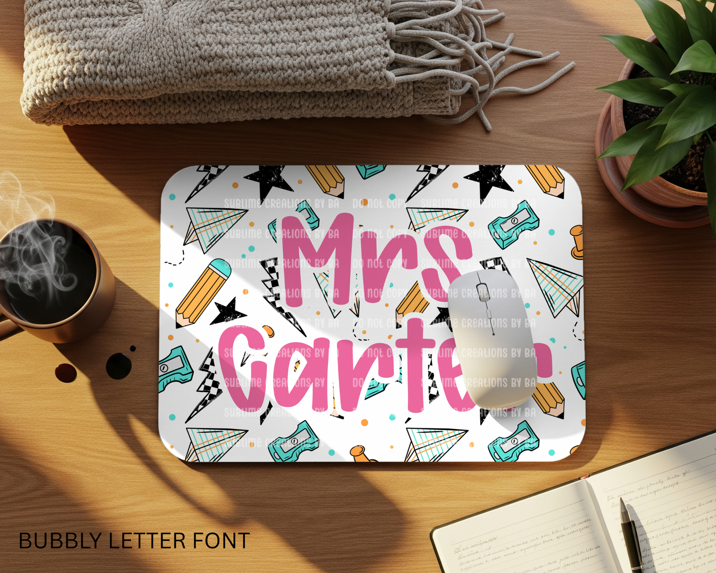 School Girl Personalized Teacher Mouse Pad