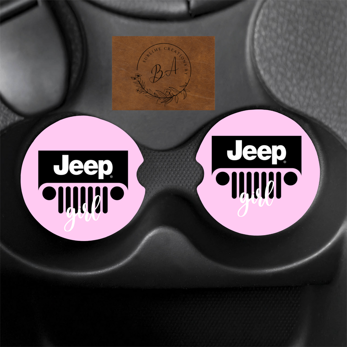 Jeep Girl Print Car Coaster Set
