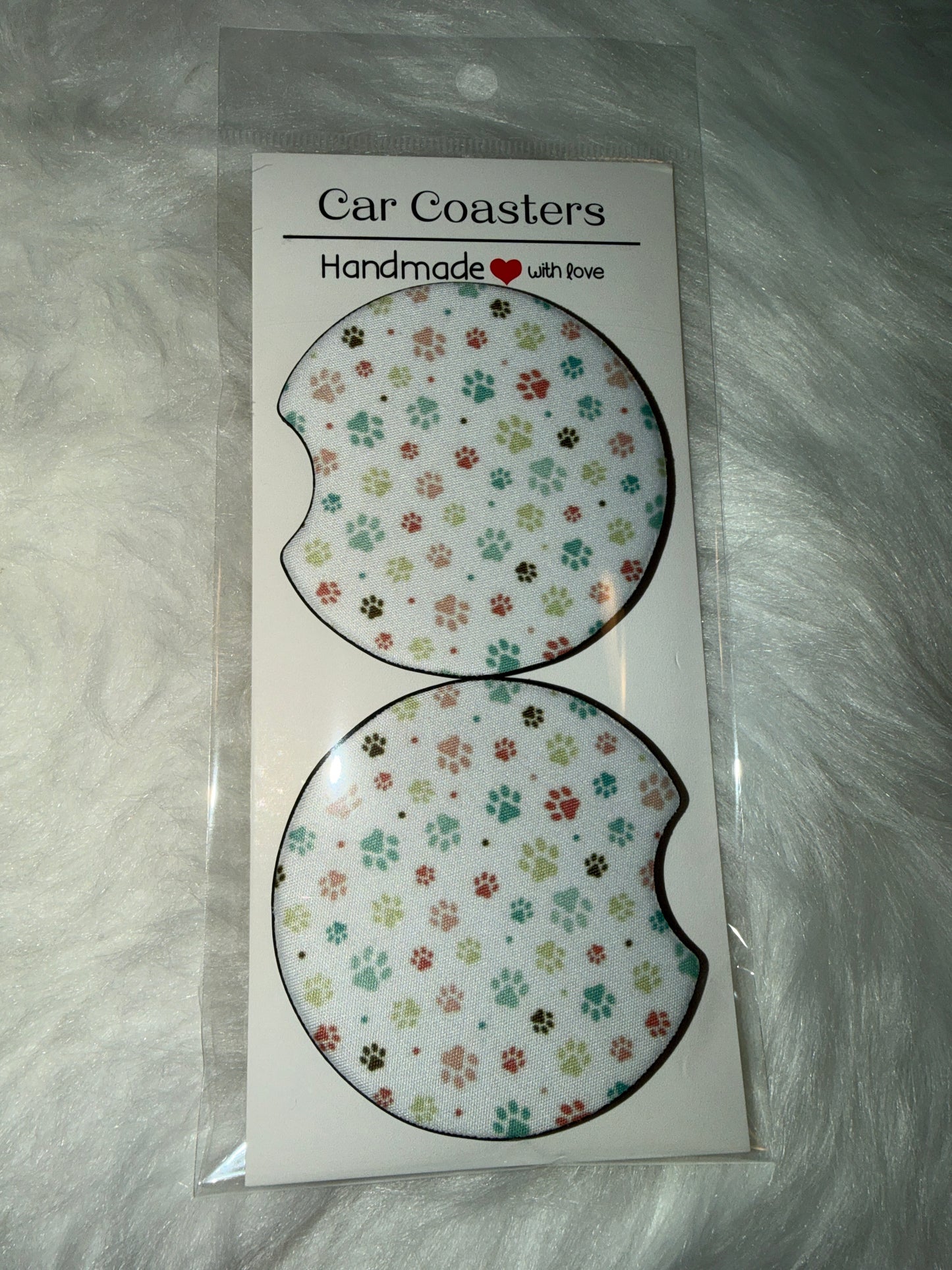 Paw Print Car Coaster Set