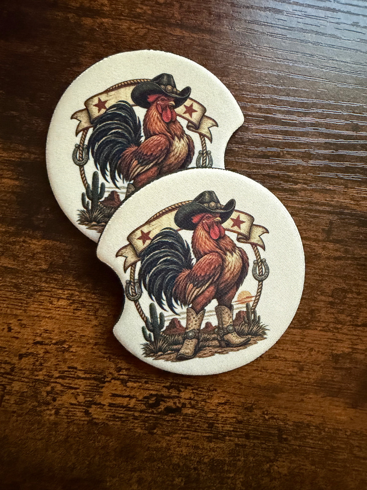 Cowboy Rooster Western Car Coaster Car Coaster Sets