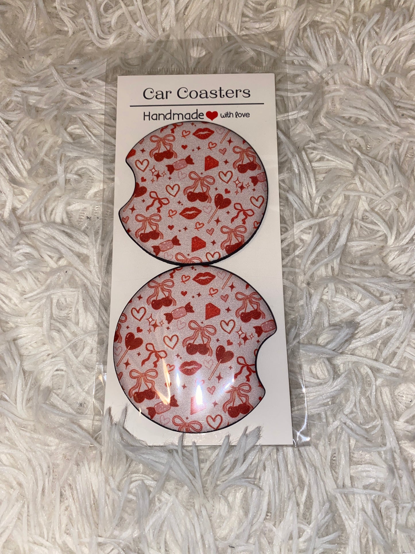 Love Club Print Car Coaster Set