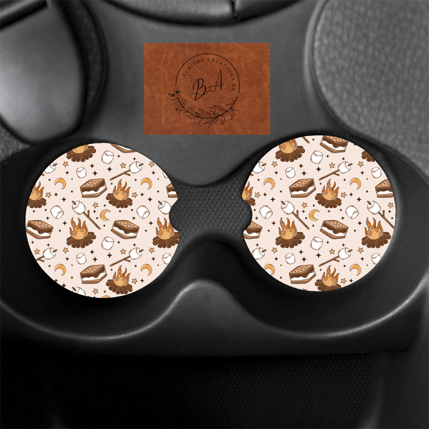 Camping Print Car Coaster Set