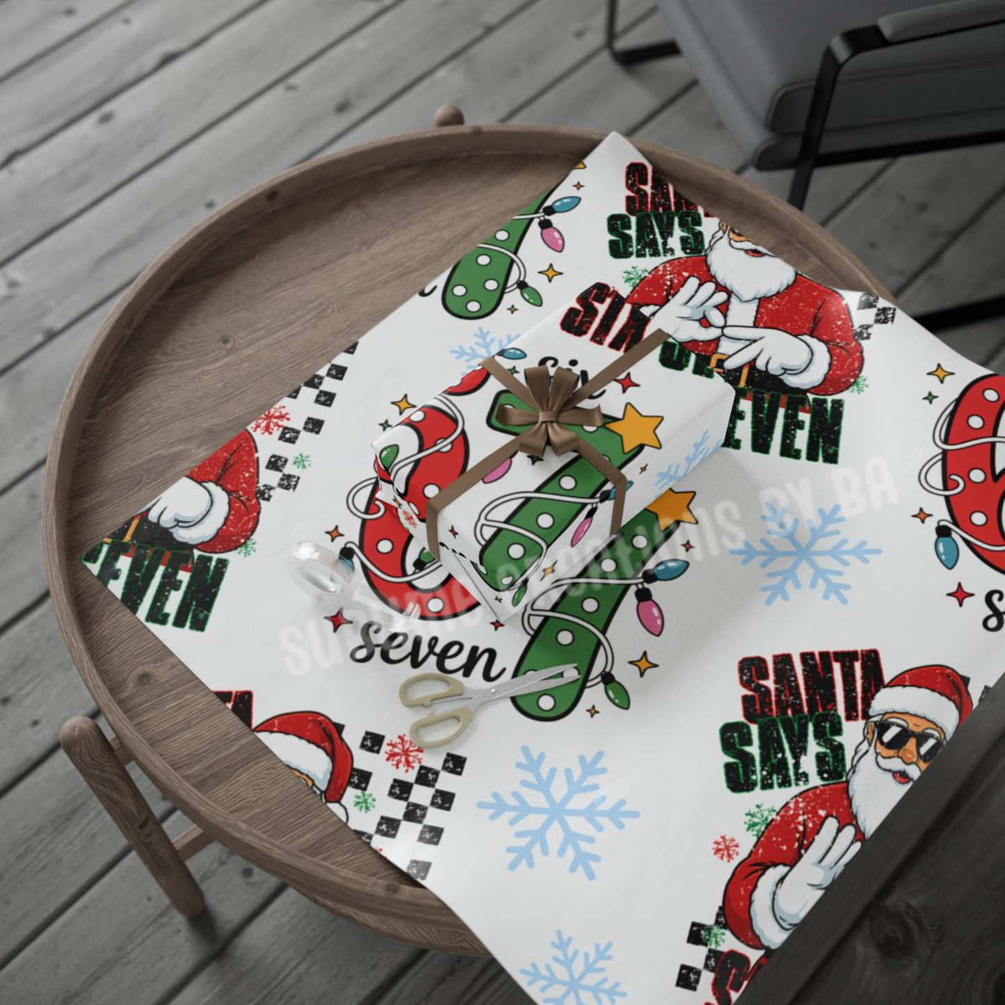Santa & Number 67 Festive Wrapping Paper