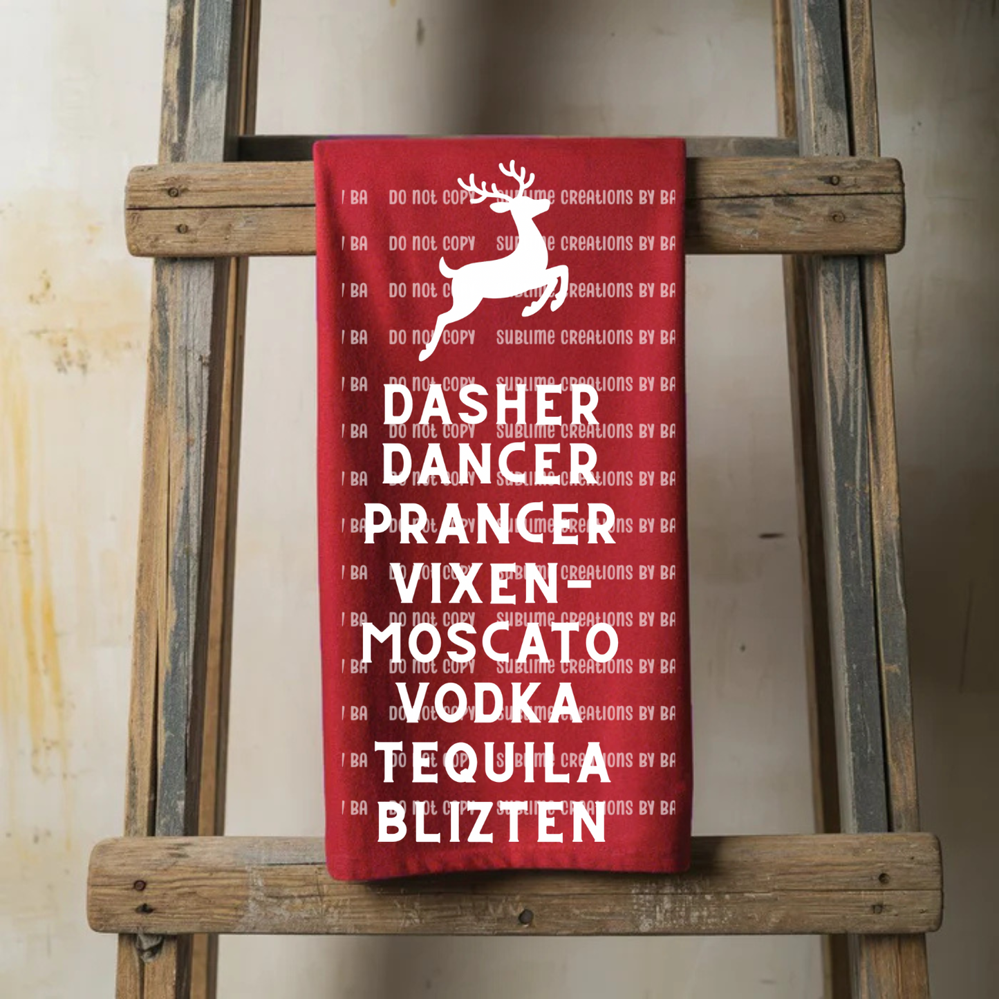 Flour Sack Towel PNG-Dasher, Dancer, Prancer, Vixen, Moscato, Vodka, Tequila, Blitzen- Kitchen PNG Digital File Only
