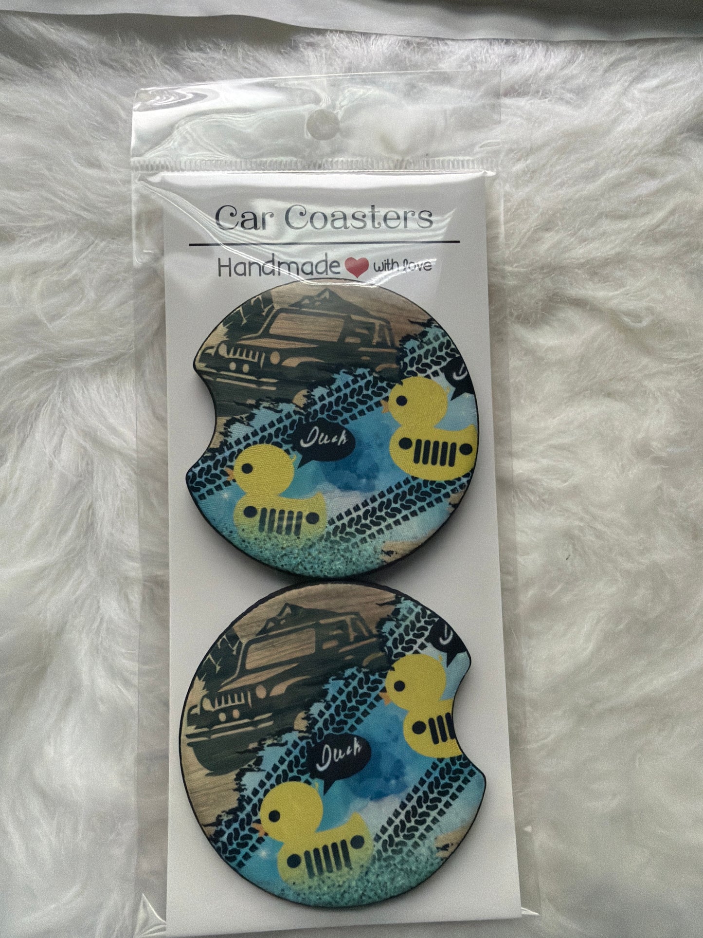Duck Print Car Coaster Set