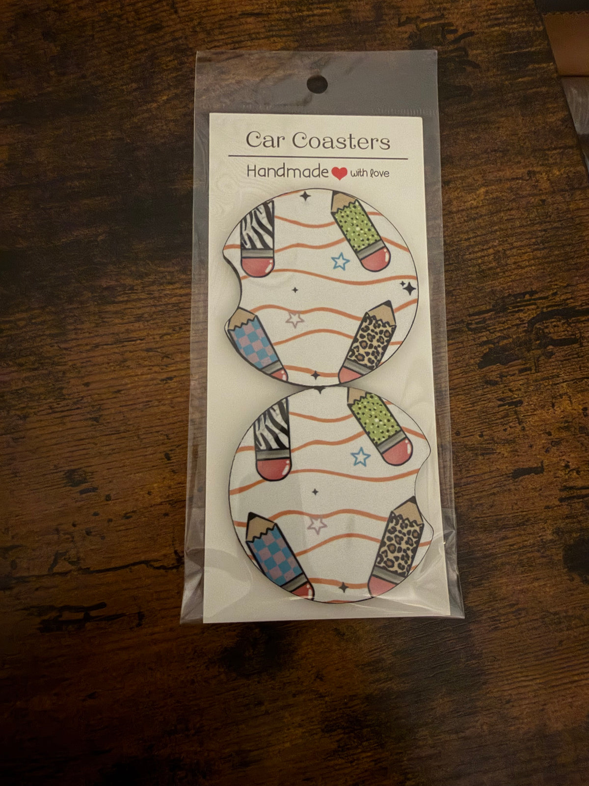 Colorful Pencils Seamless Car Coaster Sets