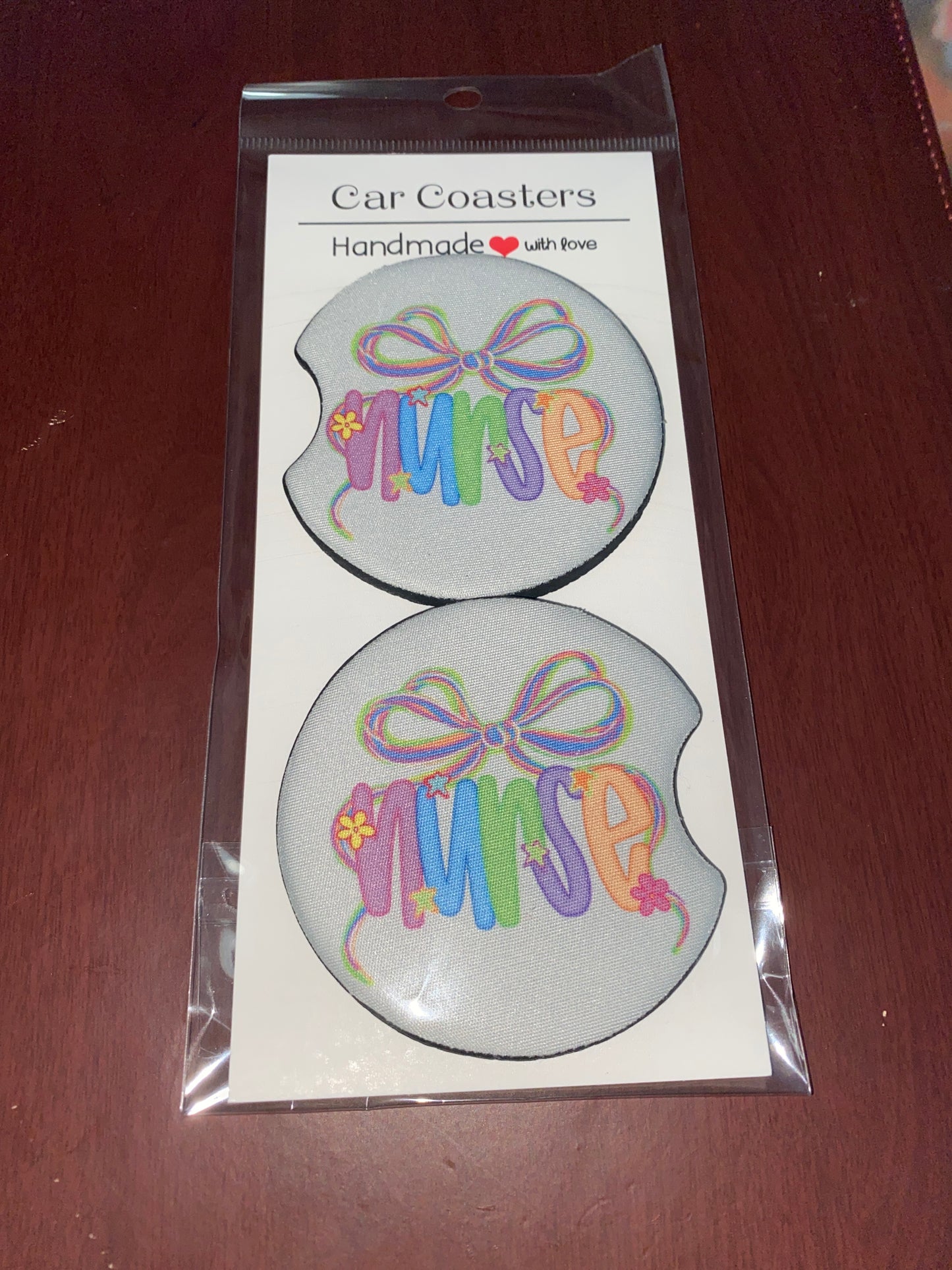 Nurse Neon Print Car Coaster Set