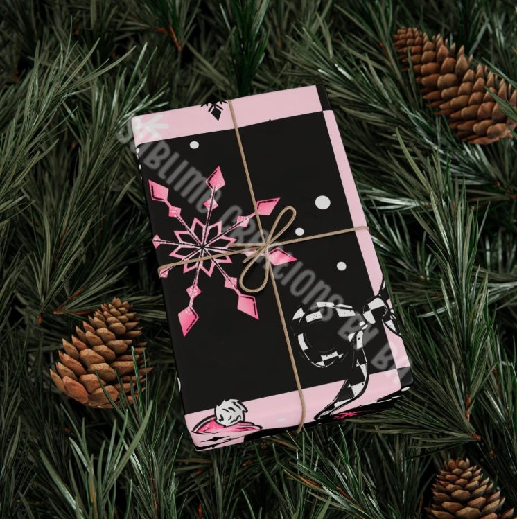 Festive Wrapping Paper- Pink Snowman