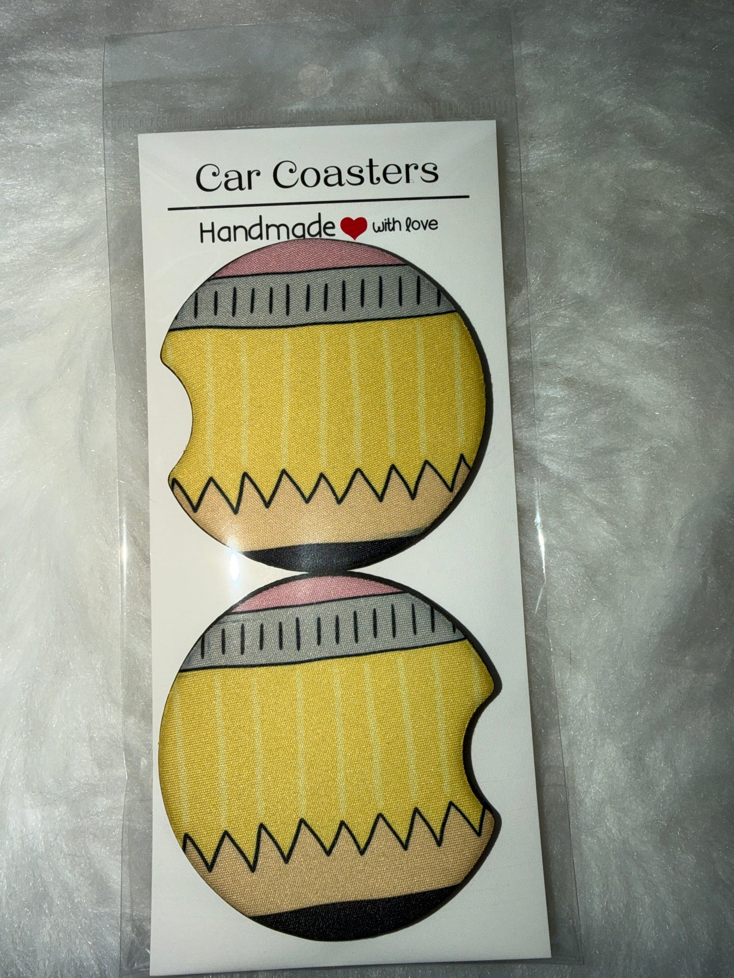 Pencil Teacher  Seamless Print Car Coaster Set
