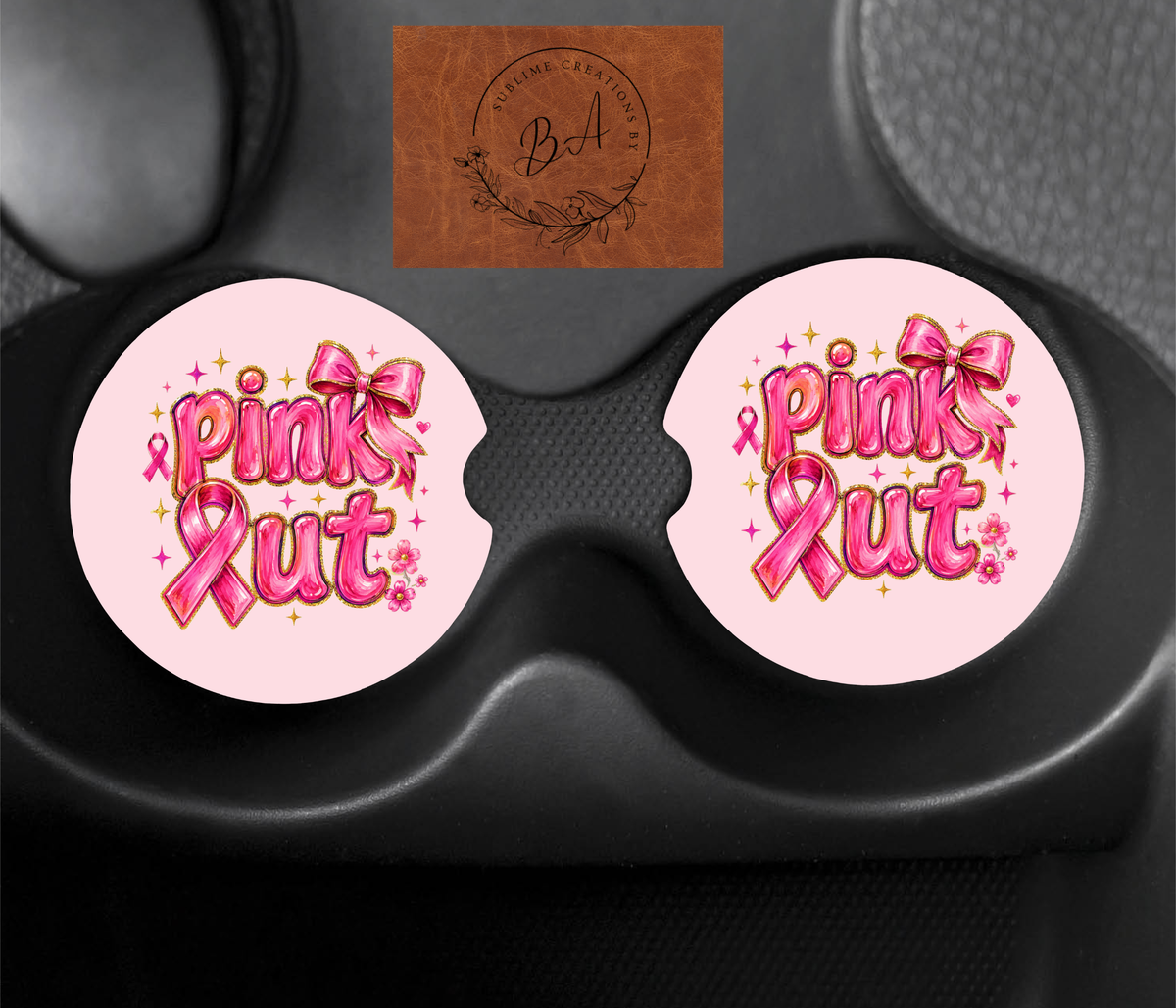 Pink Out Car Coaster Sets