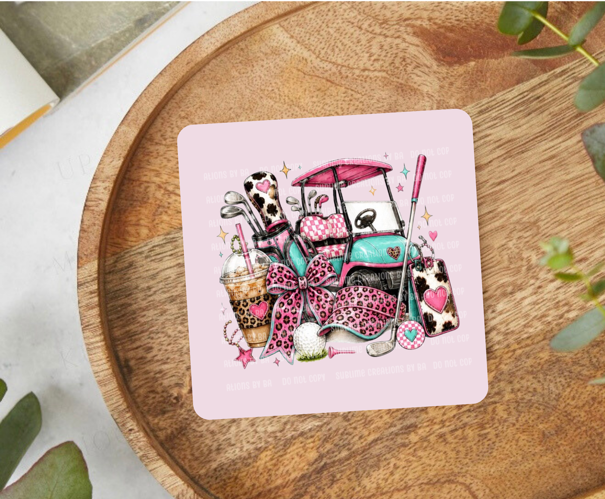 Golf Cart Leopard Desk Coaster